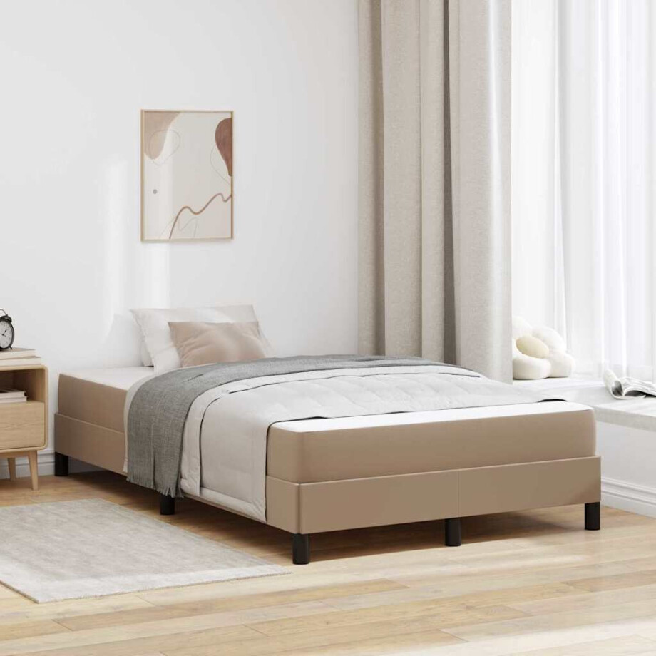 vidaXL Bedframe met matras Cappuccino 120 x 200 cm Stof afbeelding 1
