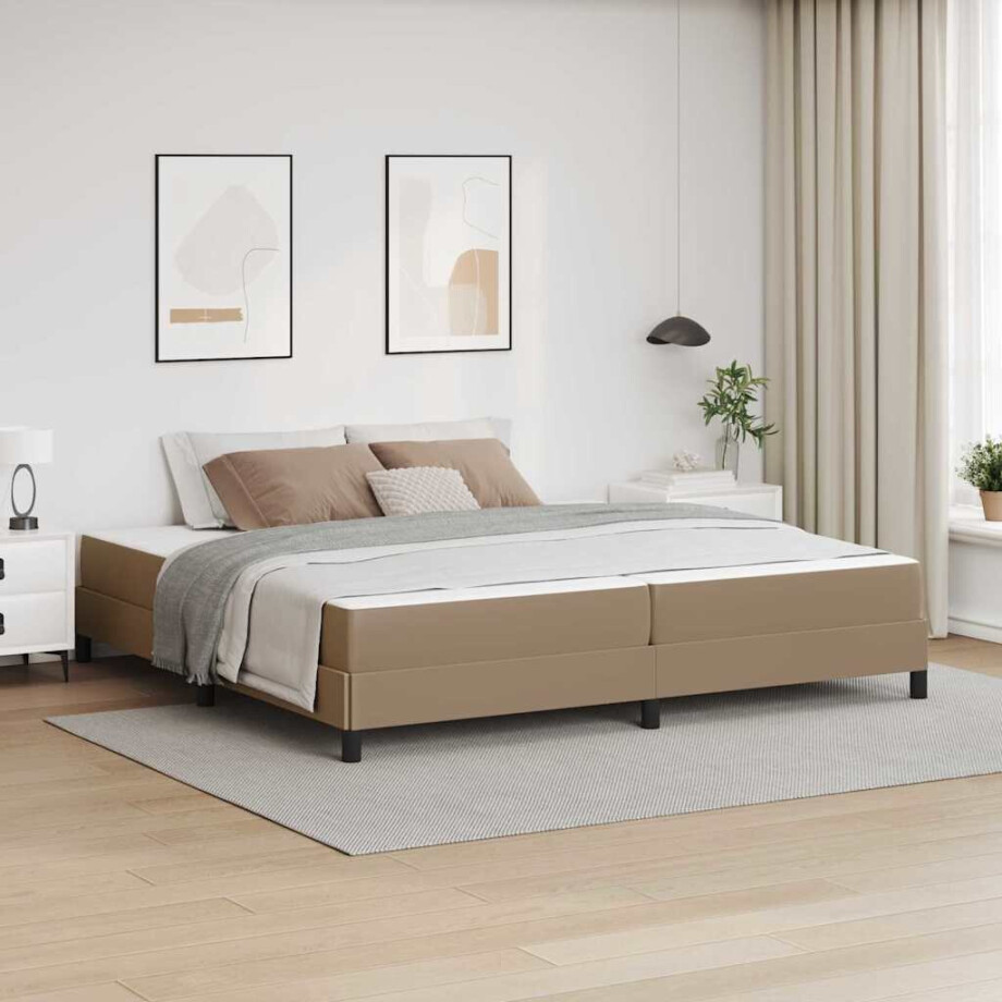 vidaXL Bed met matras Cappuccino 200 x 200 cm Kunstleer afbeelding 1