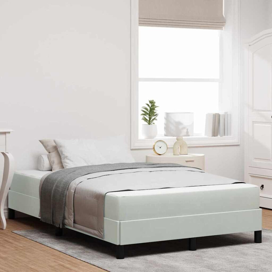 vidaXL Boxspringbed met matras Lichtgrijs 120 x 190 cm Stof vidaXL Boxspringbed met matras Lichtgrijs 120 x 190 cm Stof afbeelding 1