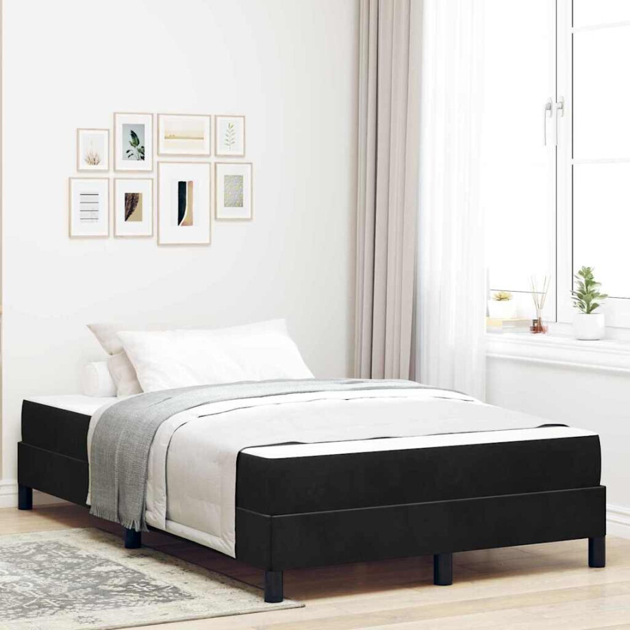 vidaXL Boxspringbed met matras Zwart 120 x 200 cm Stof vidaXL Boxspringbed met matras Zwart 120 x 200 cm Stof afbeelding 1