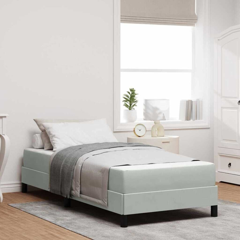 vidaXL Boxspringbed met matras Lichtgrijs 90 x 210 cm Stof afbeelding 1
