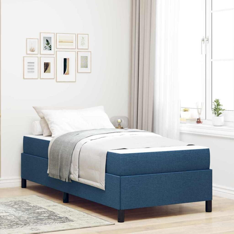 vidaXL Boxspringbed Blauw 90 x 200 cm Stof vidaXL Boxspringbed Blauw 90 x 200 cm Stof afbeelding 1