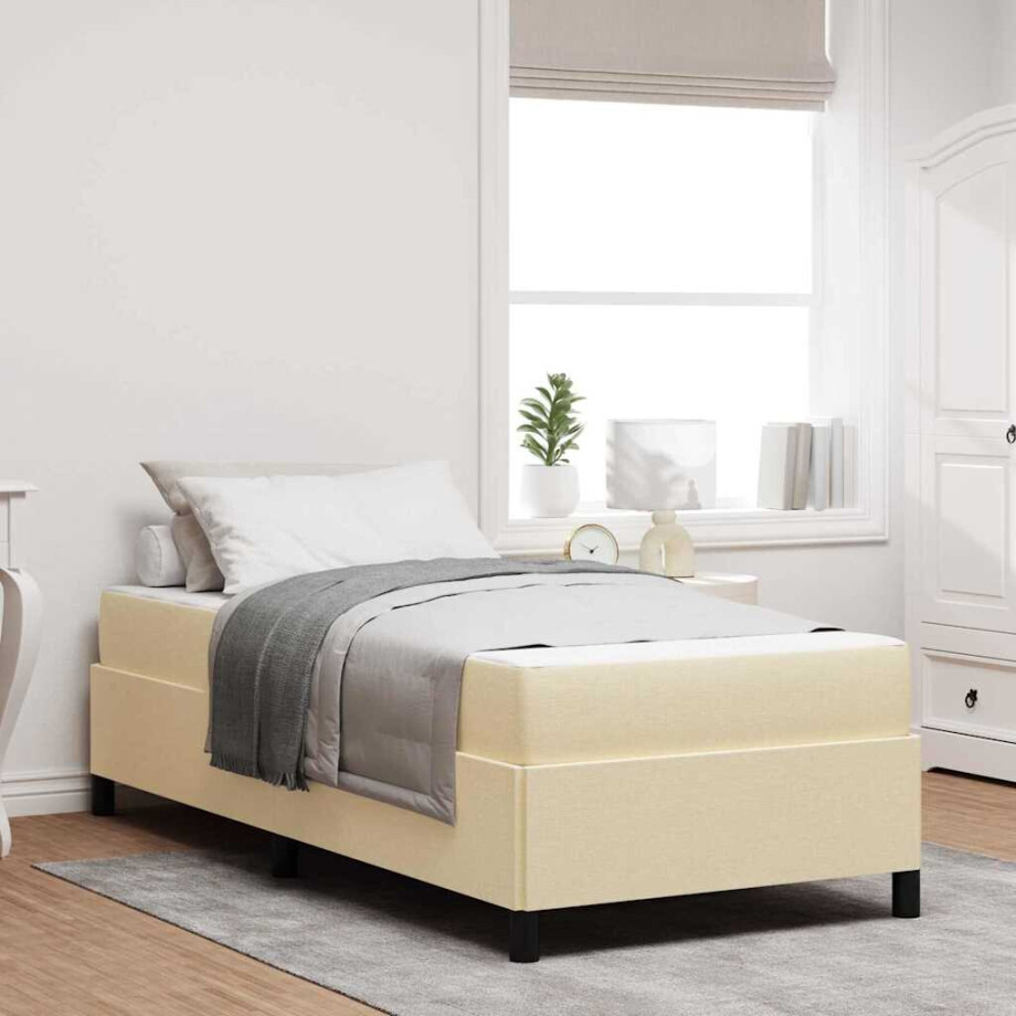 vidaXL Boxspringbed Crème 100 x 200 cm Stof afbeelding 1