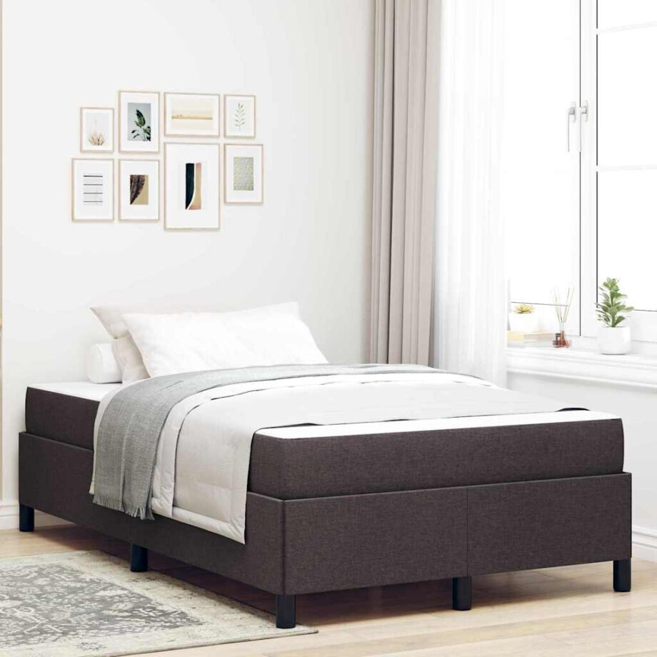 vidaXL Boxspringbed Donkerbruin 120 x 190 cm Stof vidaXL Boxspringbed Donkerbruin 120 x 190 cm Stof afbeelding 1
