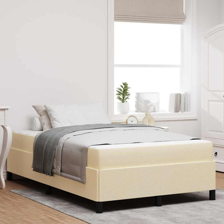 vidaXL Boxspringbed Crème 120 x 190 cm Stof vidaXL Boxspringbed Crème 120 x 190 cm Stof afbeelding 1