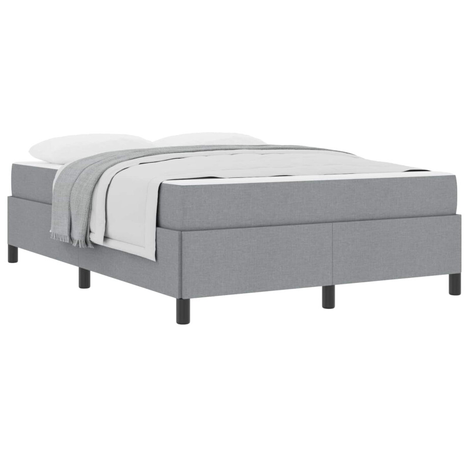 vidaXL Boxspringbed Lichtgrijs 140 x 200 cm Stof afbeelding 1