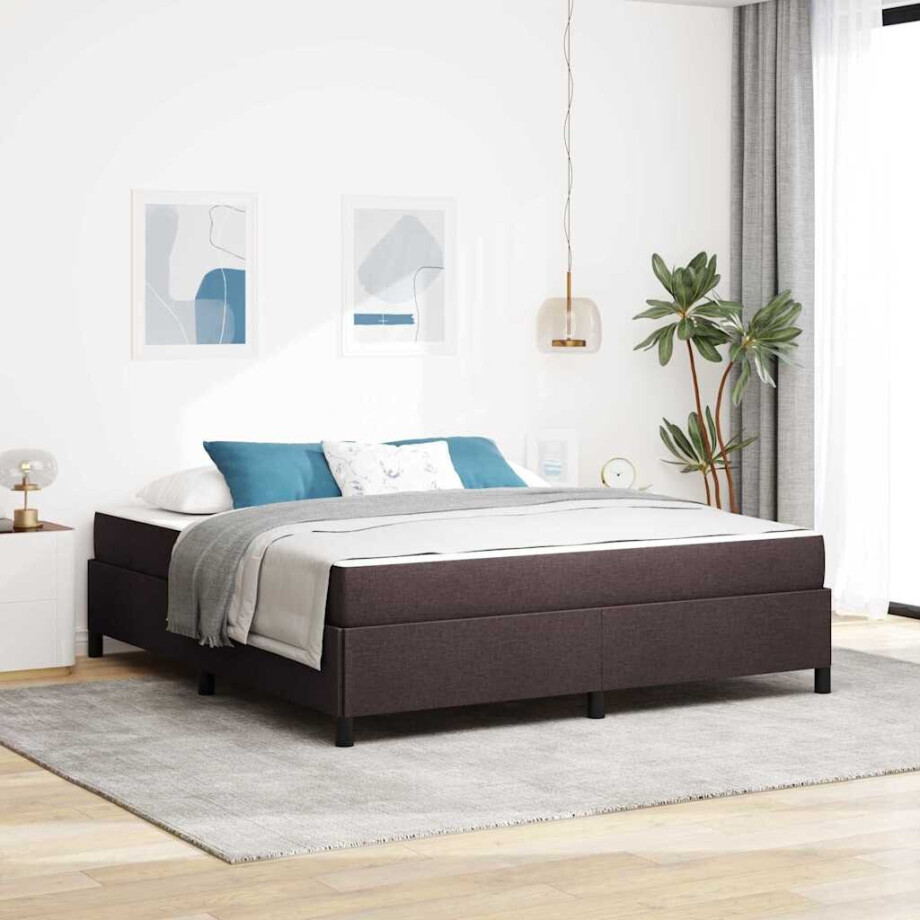vidaXL Boxspring bed Bruin 180 x 200 cm Stof, Engineered Hout vidaXL Boxspring bed Bruin 180 x 200 cm Stof, Engineered Hout afbeelding 1