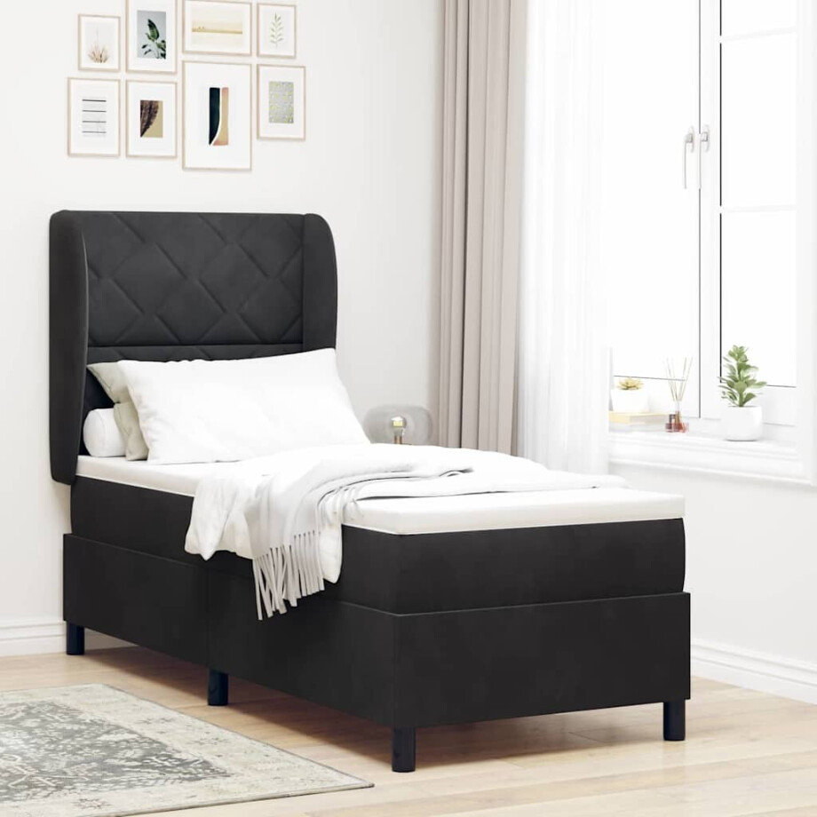 vidaXL Boxspringbed met hoofdeinde Zwart 200 x 80 cm Fluweel vidaXL Boxspringbed met hoofdeinde Zwart 200 x 80 cm Fluweel afbeelding 1