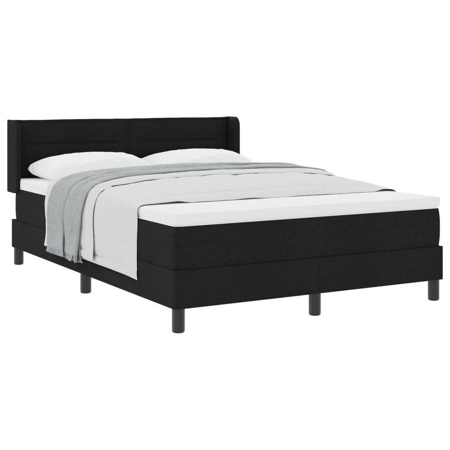 vidaXL Boxspringbed met hoofdeinde Zwart 200 x 160 cm Stof vidaXL Boxspringbed met hoofdeinde Zwart 200 x 160 cm Stof afbeelding 1
