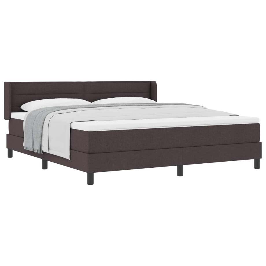 vidaXL Boxspringbed met hoofdeinde Donkerbruin 200 x 180 cm Stof afbeelding 1