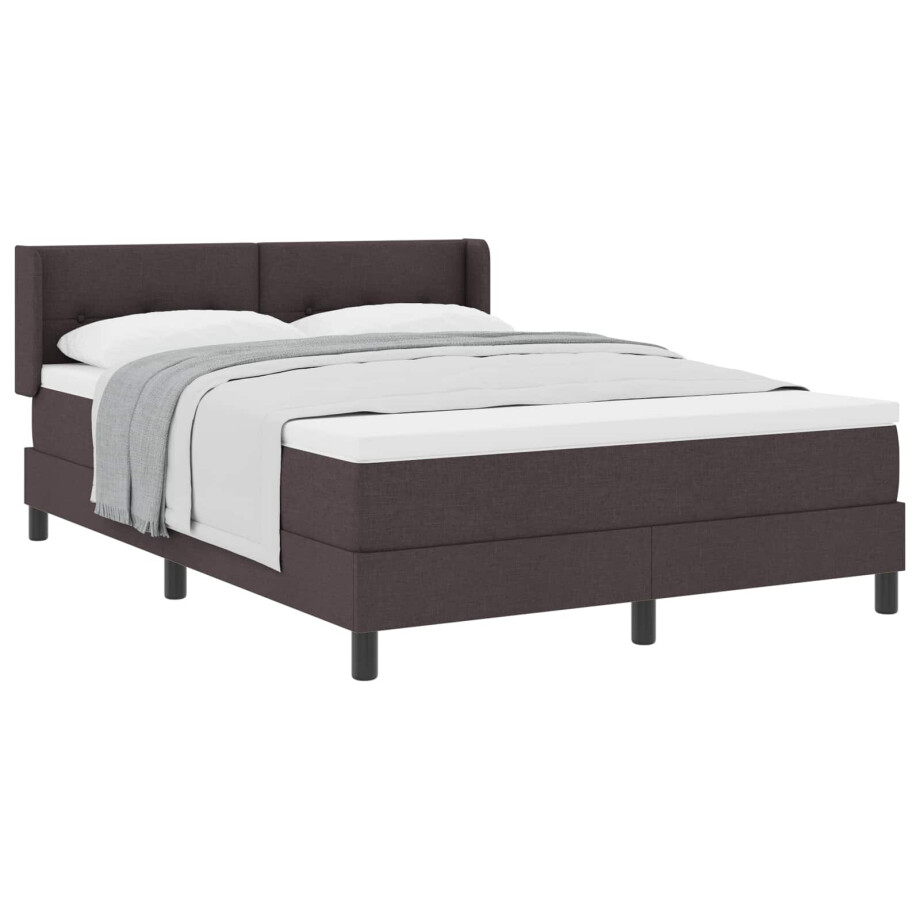vidaXL Boxspringbed met hoofdeinde Donkerbruin 200 x 160 cm Stof afbeelding 1