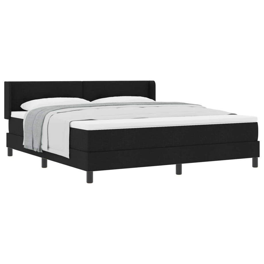 vidaXL Boxspringbed met hoofdeinde Zwart 200 x 180 cm Stof afbeelding 1