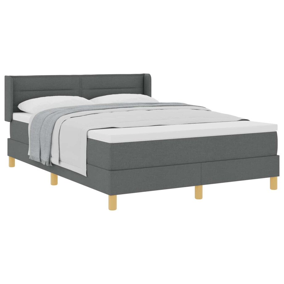 vidaXL Boxspringbed met matras Donkergrijs 200 x 160 cm Stof afbeelding 1