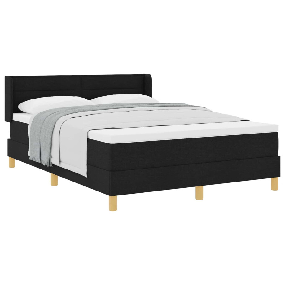 vidaXL Boxspringbed met matras met hoofdeinde Zwart 200 x 160 cm Stof afbeelding 1