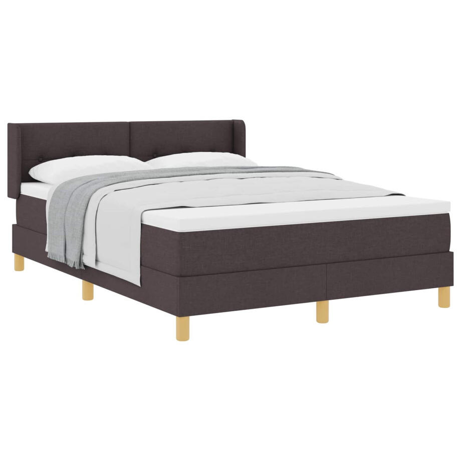 vidaXL Boxspringbed met matras Donkerbruin 200 x 160 cm Stof afbeelding 1