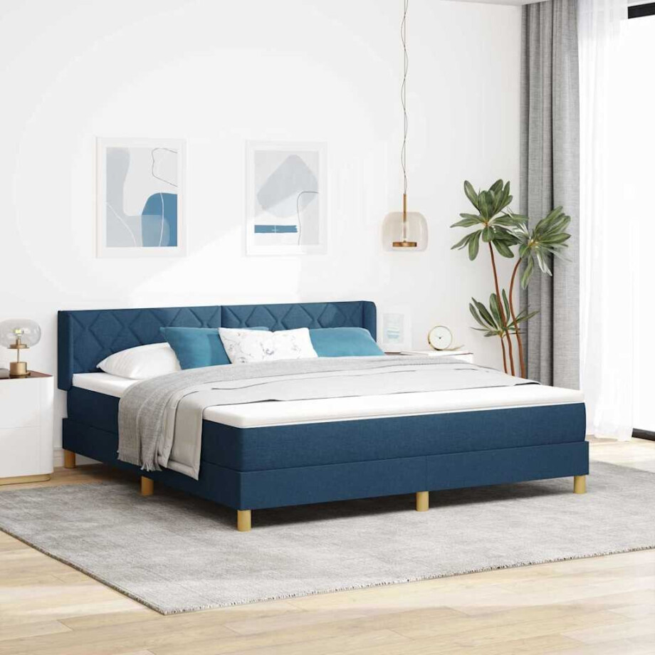 vidaXL Boxspringbed met hoofdeinde Blauw 200 x 180 cm Stof vidaXL Boxspringbed met hoofdeinde Blauw 200 x 180 cm Stof afbeelding 1