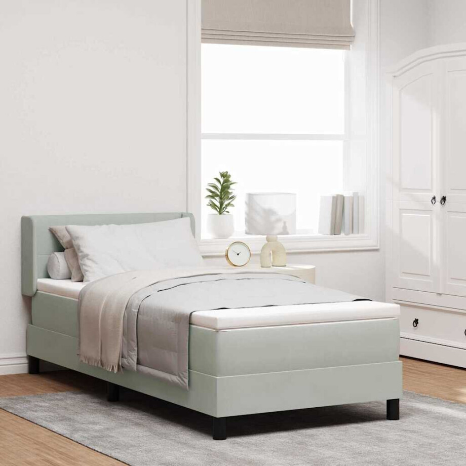 vidaXL Boxspringbed met hoofdeinde Lichtgrijs 200 x 100 cm Fluweel vidaXL Boxspringbed met hoofdeinde Lichtgrijs 200 x 100 cm Fluweel afbeelding 1
