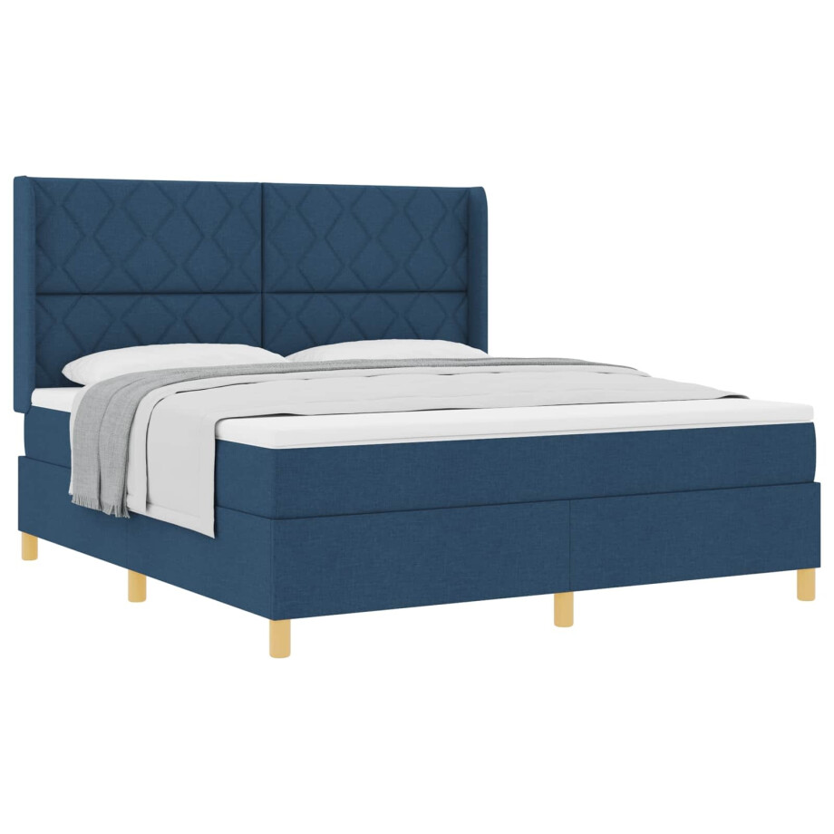 vidaXL Boxspringbed met hoofdeinde Blauw 180 x 200 cm Stof vidaXL Boxspringbed met hoofdeinde Blauw 180 x 200 cm Stof afbeelding 1