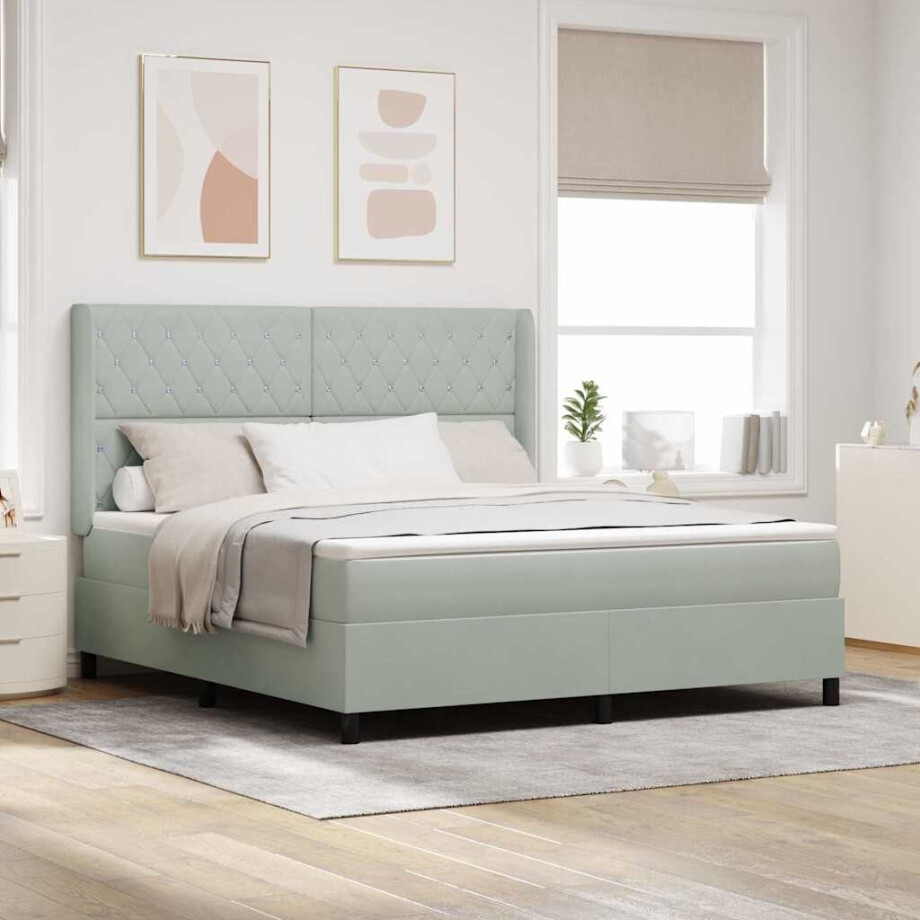 vidaXL Boxspringbed met matras Lichtgrijs 180 x 200 cm Fluweel vidaXL Boxspringbed met matras Lichtgrijs 180 x 200 cm Fluweel afbeelding 1