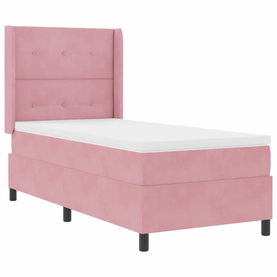 vidaXL Boxspring bed met hoofdeinde Roze 80 x 200 cm Fluweel vidaXL Boxspring bed met hoofdeinde Roze 80 x 200 cm Fluweel afbeelding 1