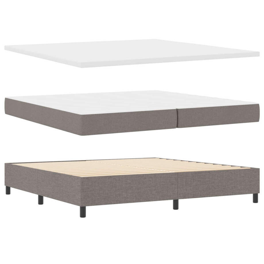 vidaXL Boxspring bed met matras met LED Taupe 200 x 200 cm Stof vidaXL Boxspring bed met matras met LED Taupe 200 x 200 cm Stof afbeelding 1
