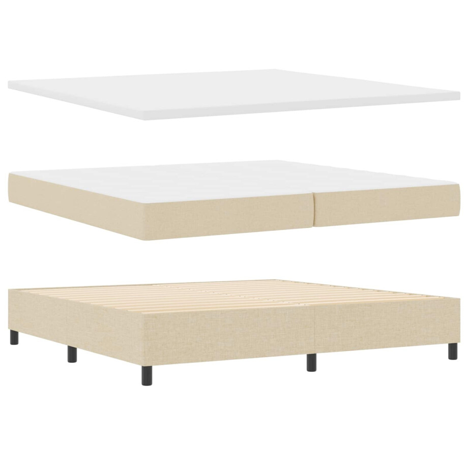 vidaXL Boxspring bed met matras met LED Crème 200 x 200 cm Stof afbeelding 1