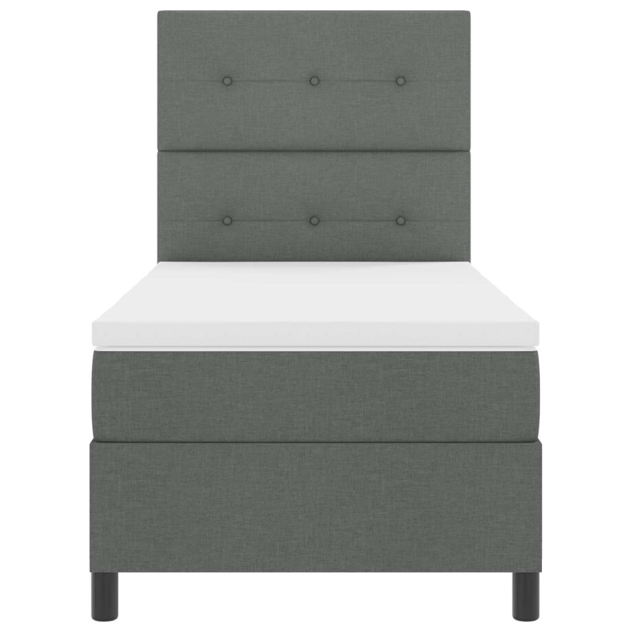 vidaXL Boxspring bed met matras met LED Donkergrijs 80 x 200 cm Stof afbeelding 1