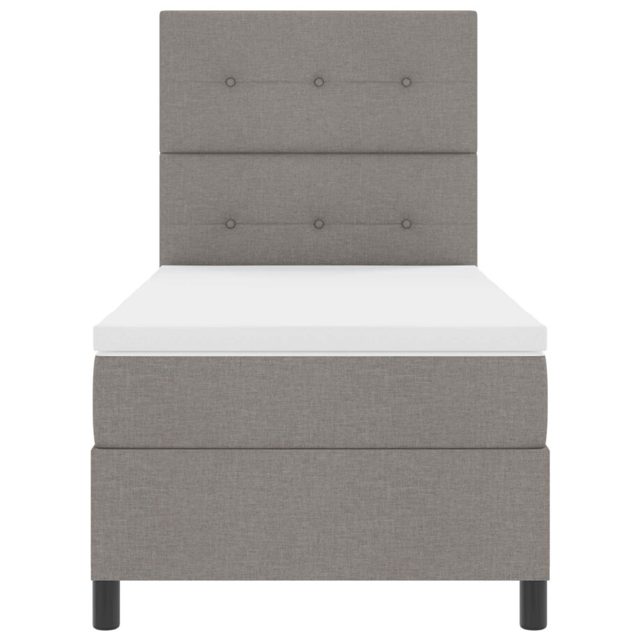 vidaXL Boxspring bed met matras met LED Taupe 90 x 190 cm Stof afbeelding 1