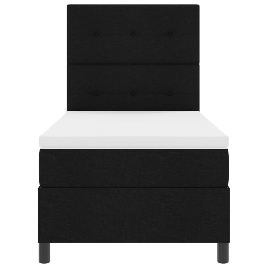 vidaXL Boxspring bed met matras met LED Zwart 90 x 200 cm Stof afbeelding 1