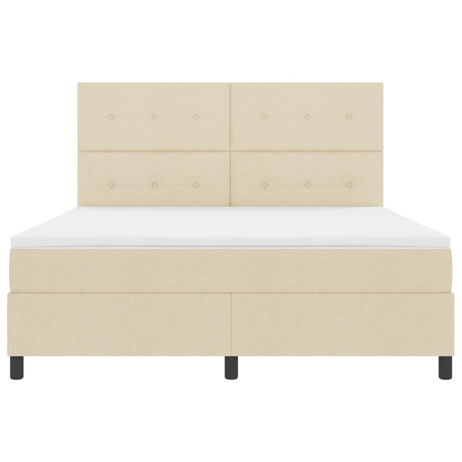 vidaXL Boxspring bed met matras met LED Crème 180 x 200 cm Stof afbeelding 1