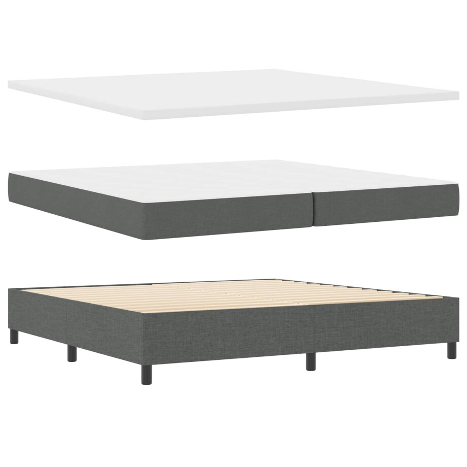 vidaXL Boxspring bed met hoofdeinde Donkergrijs 200 x 200 cm Stof vidaXL Boxspring bed met hoofdeinde Donkergrijs 200 x 200 cm Stof afbeelding 1
