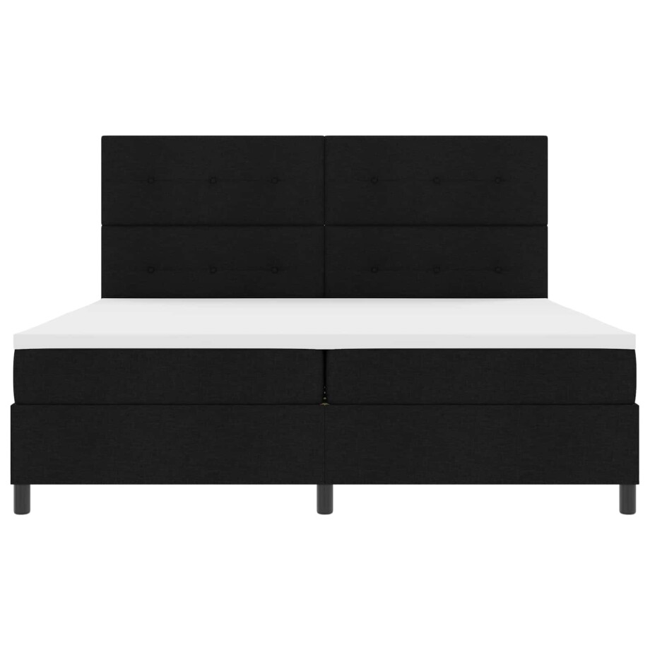 vidaXL Boxspring bed met LED-stripverlichting Zwart 200 x 200 cm Stof afbeelding 1