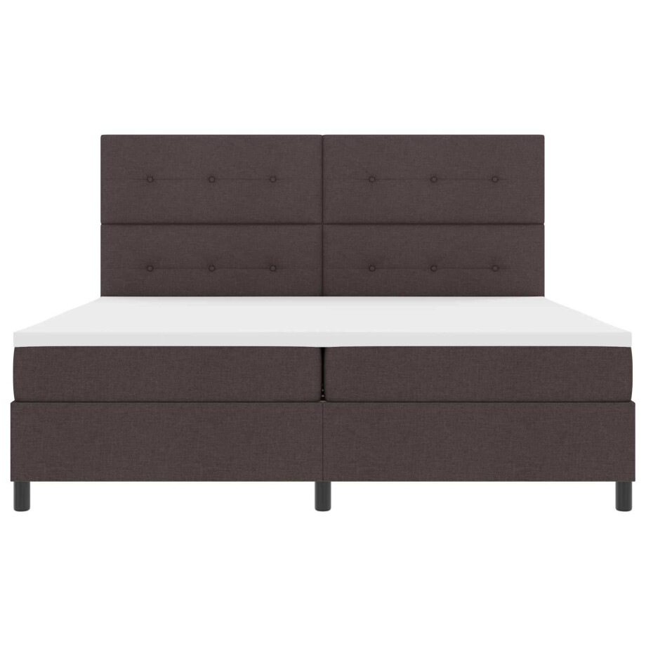 vidaXL Boxspring bed met hoofdeinde Donkerbruin 200 x 200 cm Stof vidaXL Boxspring bed met hoofdeinde Donkerbruin 200 x 200 cm Stof afbeelding 1