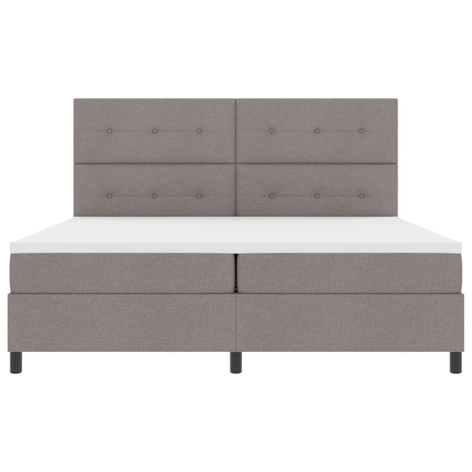 vidaXL Boxspring bed met matras met LED Taupe 200 x 200 cm Stof vidaXL Boxspring bed met matras met LED Taupe 200 x 200 cm Stof afbeelding 1