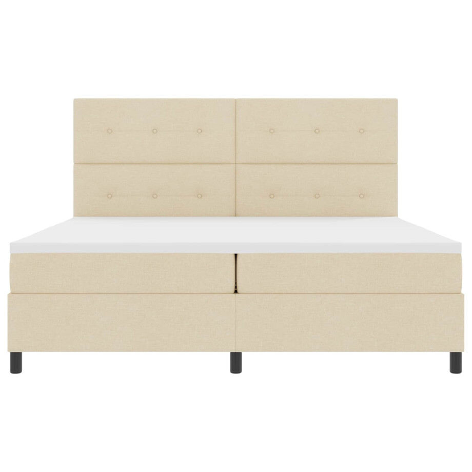vidaXL Boxspring bed met matras met LED Crème 200 x 200 cm Stof afbeelding 1
