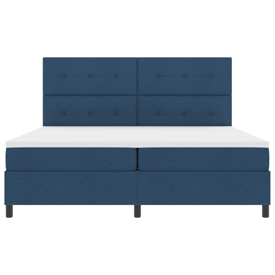 vidaXL Boxspring bed met matras met LED Blauw 200 x 200 cm Stof afbeelding 1
