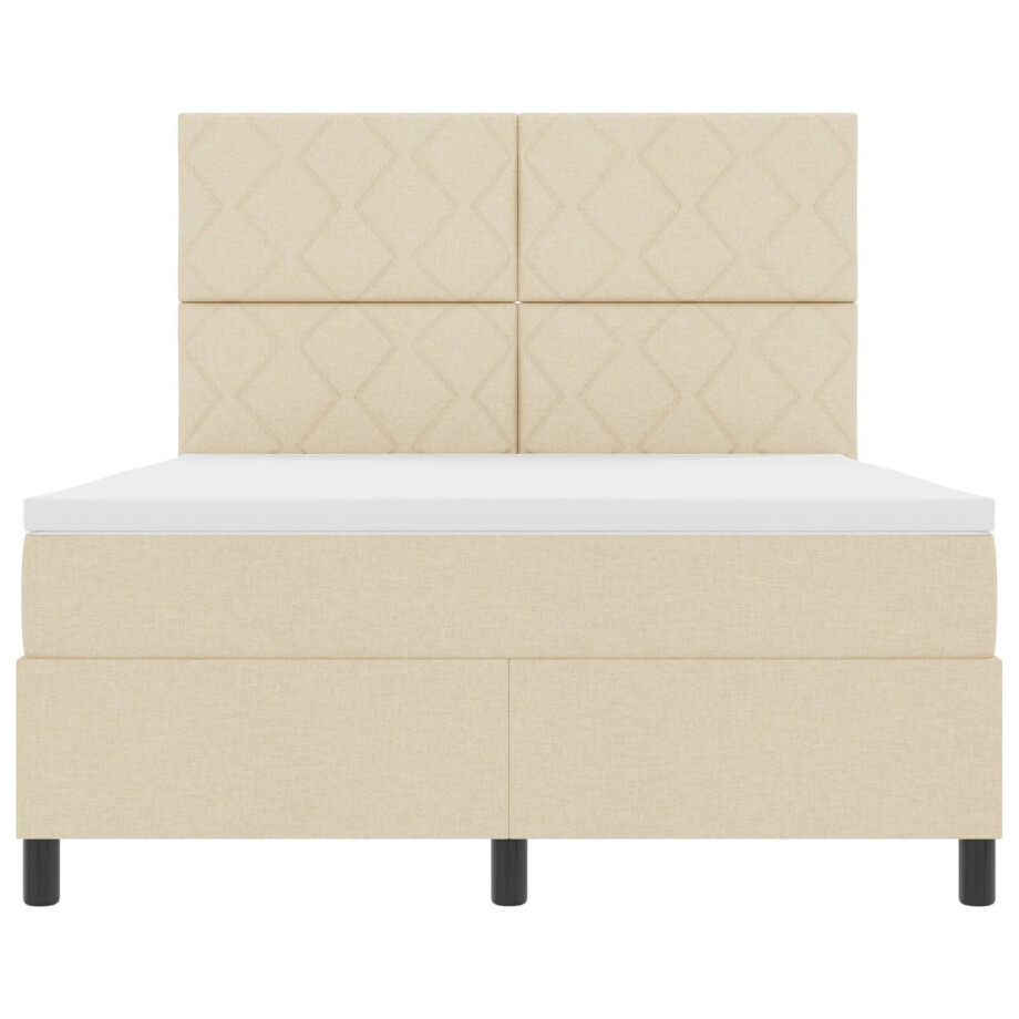 vidaXL Boxspring bed met matras met LED Crème 160 x 200 cm Stof afbeelding 1