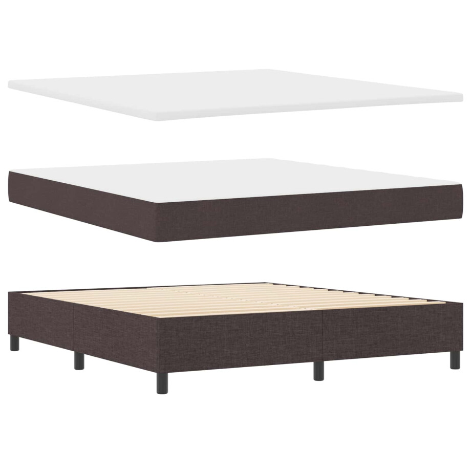 vidaXL Boxspring bed met hoofdeinde Donkerbruin 180 x 200 cm Stof afbeelding 1