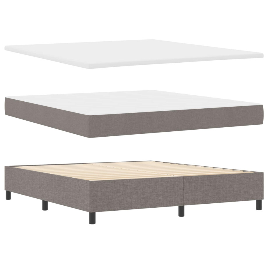 vidaXL Boxspring bed met LED-stripverlichting Taupe 180 x 200 cm Stof afbeelding 1