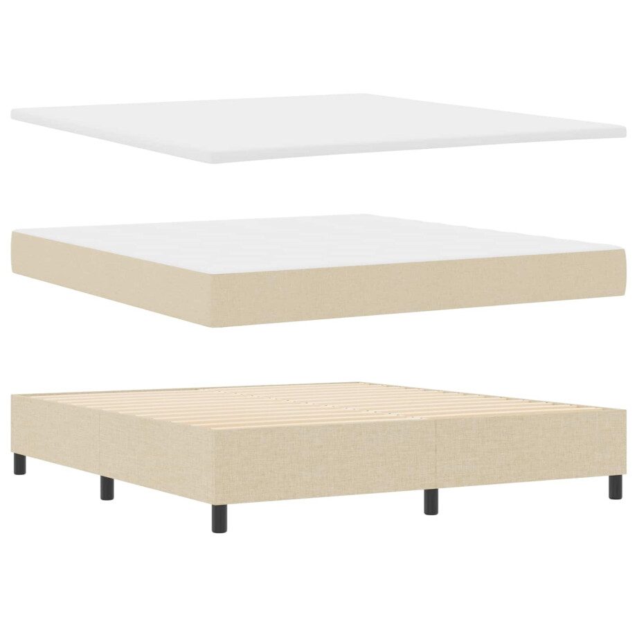 vidaXL Boxspring bed met LED-stripverlichting Crème 180 x 200 cm Stof afbeelding 1