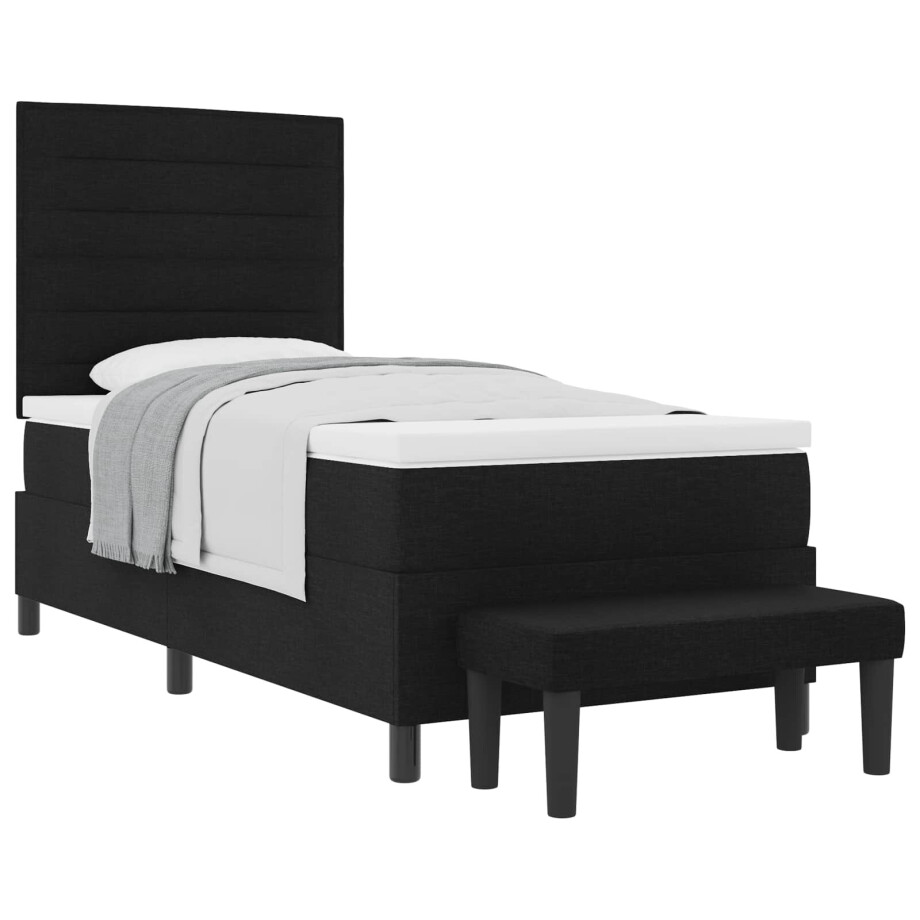 vidaXL Boxspringbed met kussen met hoofdeinde Zwart 80 x 200 cm Stof afbeelding 1
