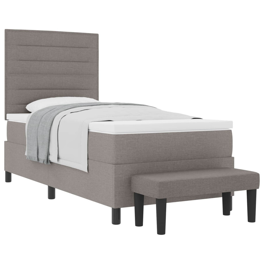 vidaXL Boxspringbed met hoofdeinde Taupe 90 x 190 cm Stof afbeelding 1