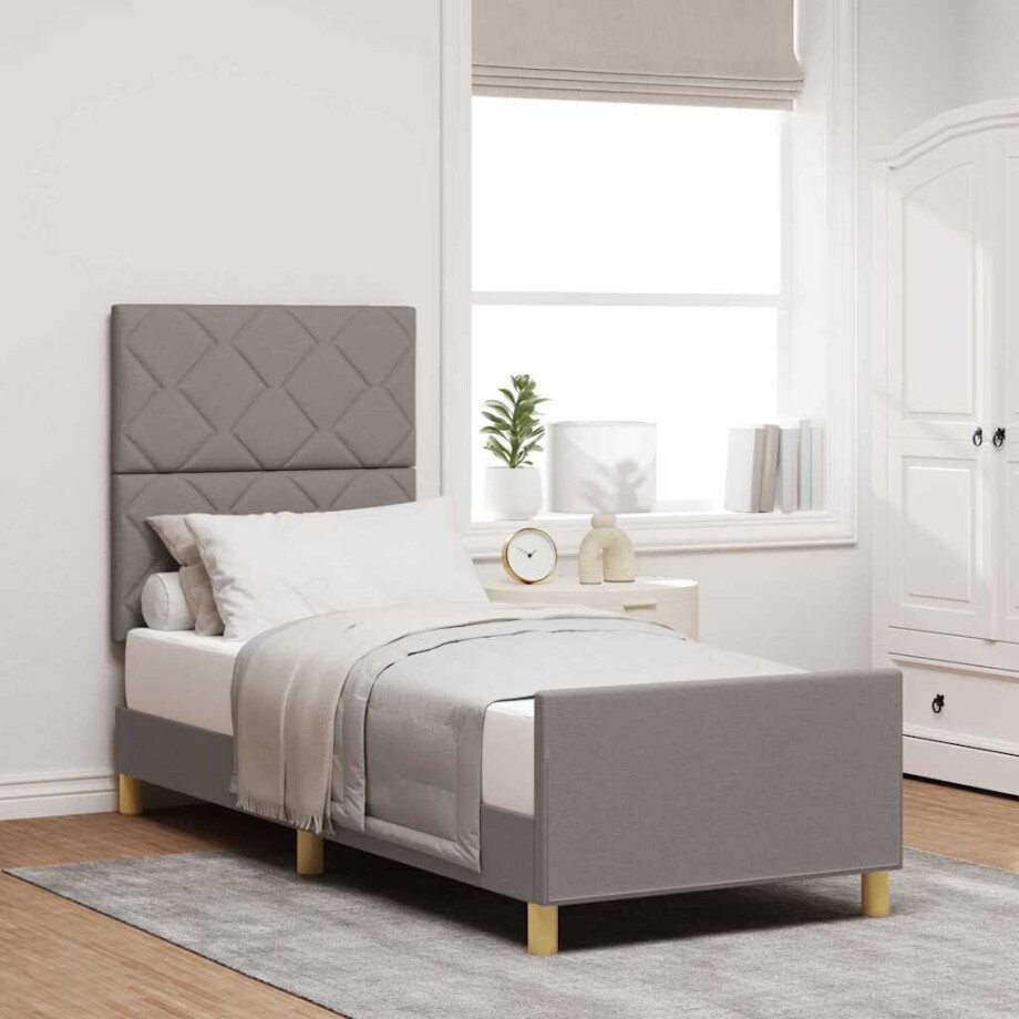vidaXL Bedframe met hoofdeinde Taupe 80 x 200 cm Stof afbeelding 1