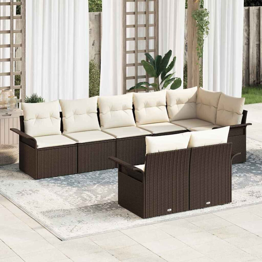 vidaXL Tuin Sofa Set met opslag 8 pcs Bruin poly rattan afbeelding 1