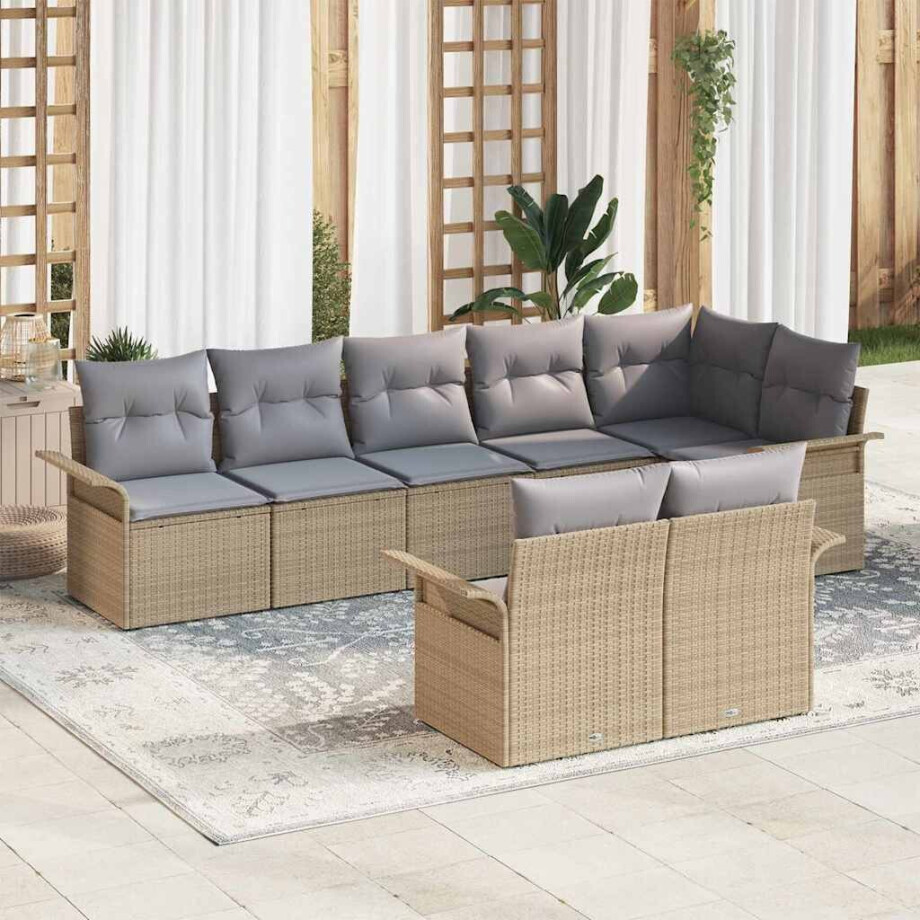 vidaXL Tuin Sofa Set met opslag 8 pcs Beige poly rattan vidaXL Tuin Sofa Set met opslag 8 pcs Beige poly rattan afbeelding 1