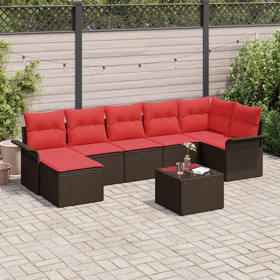 vidaXL Tuin Sofa Set met opslag 8 pcs Bruin poly rattan vidaXL Tuin Sofa Set met opslag 8 pcs Bruin poly rattan afbeelding 1