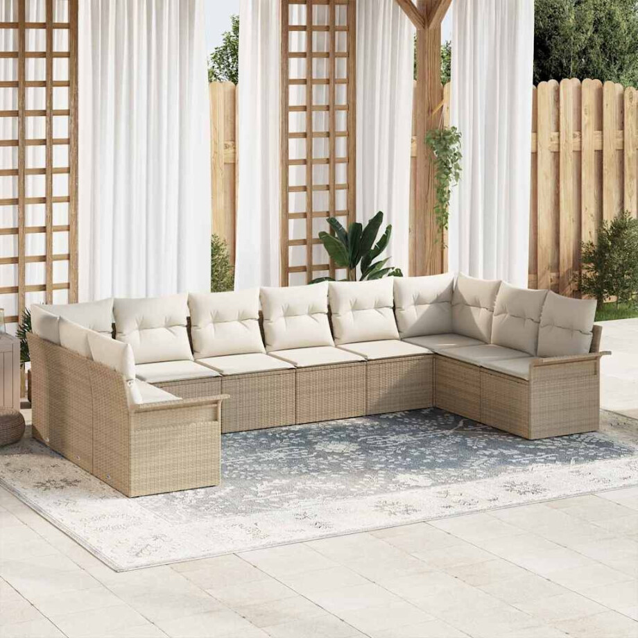 vidaXL Tuin Sofa Set met opslag 10 pcs Beige poly rattan vidaXL Tuin Sofa Set met opslag 10 pcs Beige poly rattan afbeelding 1