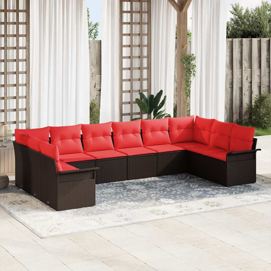 vidaXL Tuin Sofa Set met opslag 10 pcs Beige poly rattan afbeelding 1