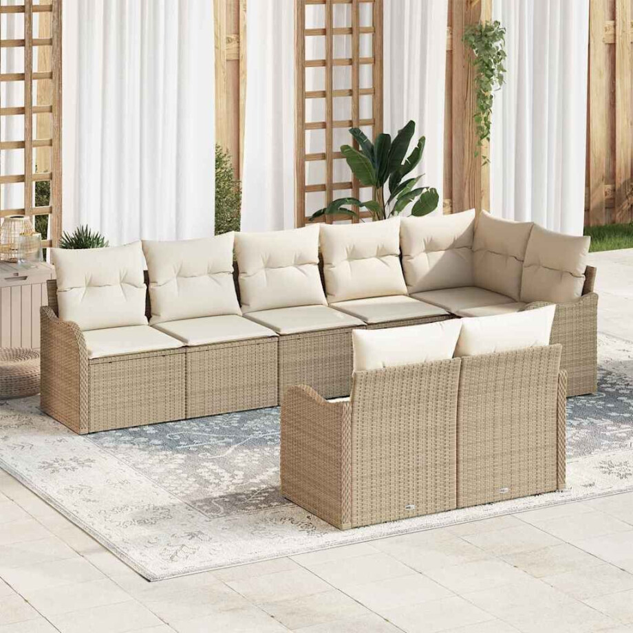 vidaXL Tuin Sofa Set met opslag 8 pcs Beige en Wit poly rattan vidaXL Tuin Sofa Set met opslag 8 pcs Beige en Wit poly rattan afbeelding 1