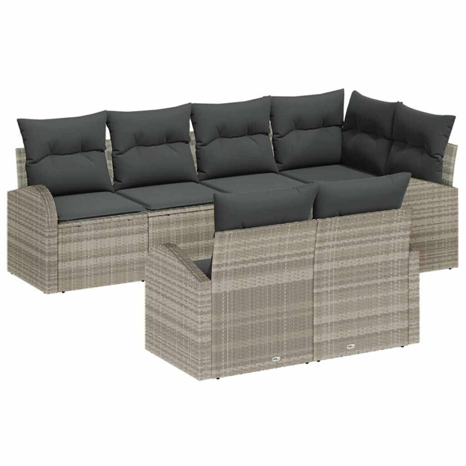 vidaXL Tuin Sofa Set met kussen 7 pcs Lichtgrijs Poly riet vidaXL Tuin Sofa Set met kussen 7 pcs Lichtgrijs Poly riet afbeelding 1